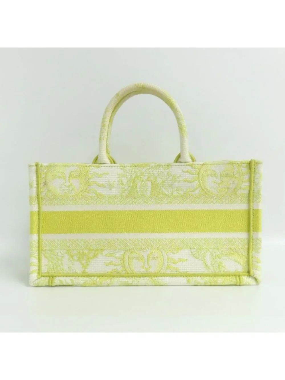 Christian Dior Book Tote Mini M1255 Zecq Handbag Yellow Canvas - Picture 2 of 10